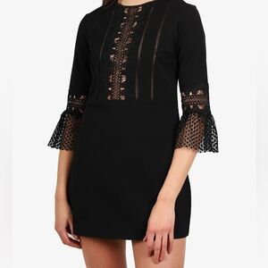 Self-Portrait lace Trim dress with flounced sleeves
